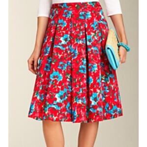 Talbots Red Blue Pleated Skirt Size 20
